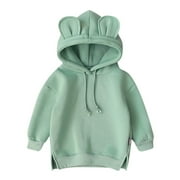 LMTODLFG Baby Girl Clothes Toddler Baby Kids Boy Girl Hooded Cartoon 3D Ear Hoodie Sweatshirt Tops Clothes Toddler Boy Clothes Green 12-18 Months